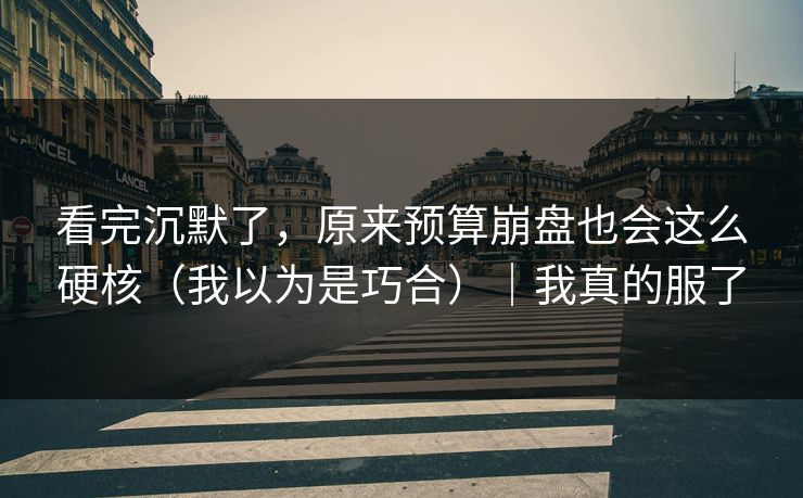 看完沉默了，原来预算崩盘也会这么硬核（我以为是巧合）｜我真的服了